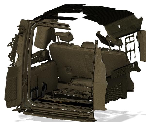 A 3D scan of an empty car boot.