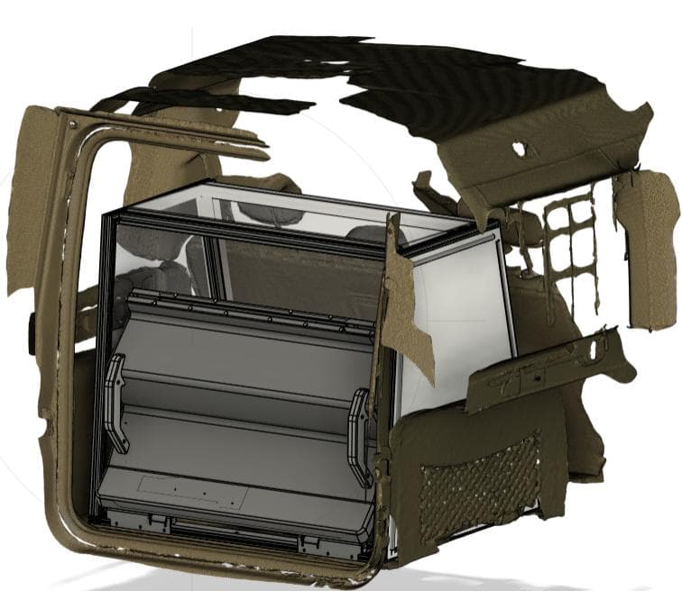 The same 3D scan with a Dog&Drive system designed into the boot.