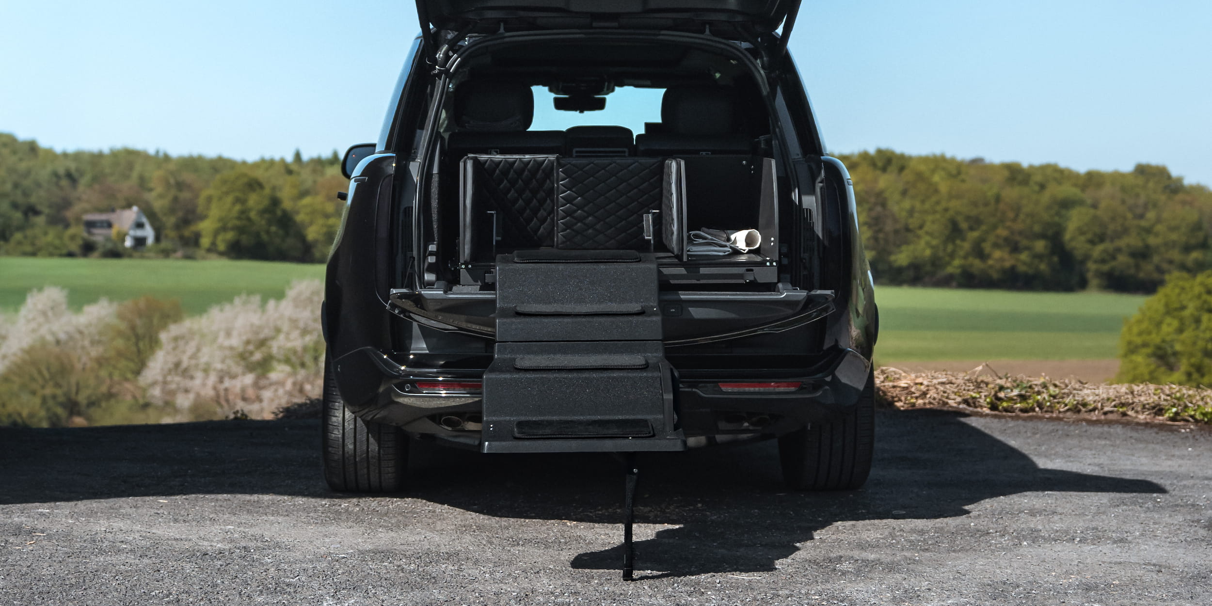 A Dog&Drive Pull-Out System installed in a car boot